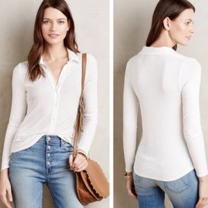 Anthropologie White Button-Up Top